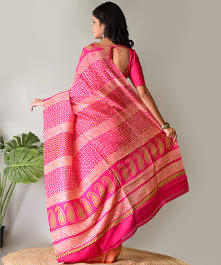 Resham Shilpi Exclusive Block Printed Mulberry Silk Saree – Luxury Handcrafted Tradition