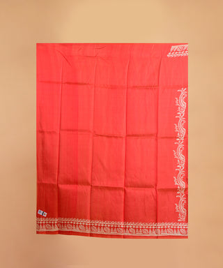 Resham Shilpi Elegant Silk Red Block Printed Saree