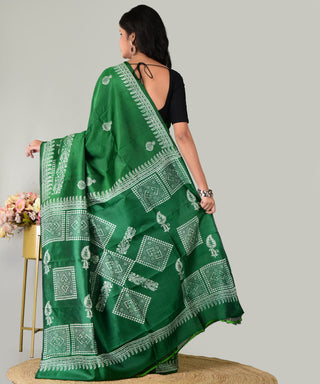 Resham Shilpi Exclusive Block Printed Mulberry Silk Saree – Luxury Handcrafted Tradition