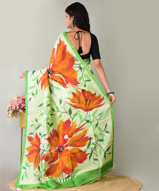 Resham Shilpi Exclusive Hand Painted Mulberry Silk Saree – Artistic Elegance in Every Thread