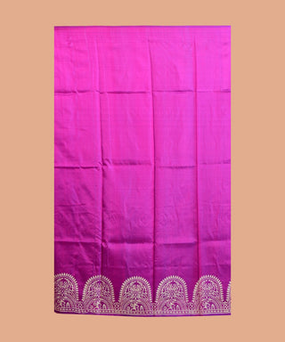 Resham Shilpi Violet Silk Block Printed Saree