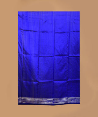 Resham Shilpi Elegant Navy Blue Silk Block Printed Saree