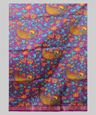 Resham Shilpi Exclusive Block Printed Mulberry Silk Saree With Zari Border– Luxury Handcrafted Tradition