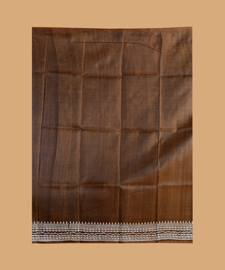 Resham Shilpi Elegant Brown Silk Block Printed Saree 