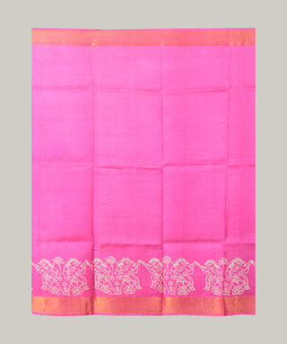 Resham Shilpi Exclusive Hand Block Printed Mulberry Silk Saree with Zari Border | Traditional Indian Silk Saree for Festive & Wedding Wear