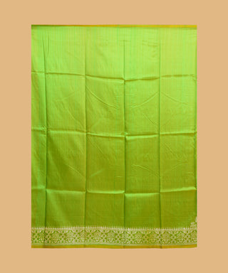 Resham Shilpi Elegant Lime Green Silk Block Printed Saree