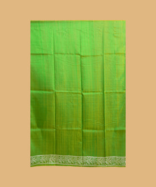 Resham Shilpi Elegant Pistachio Green Block Printed Silk Saree